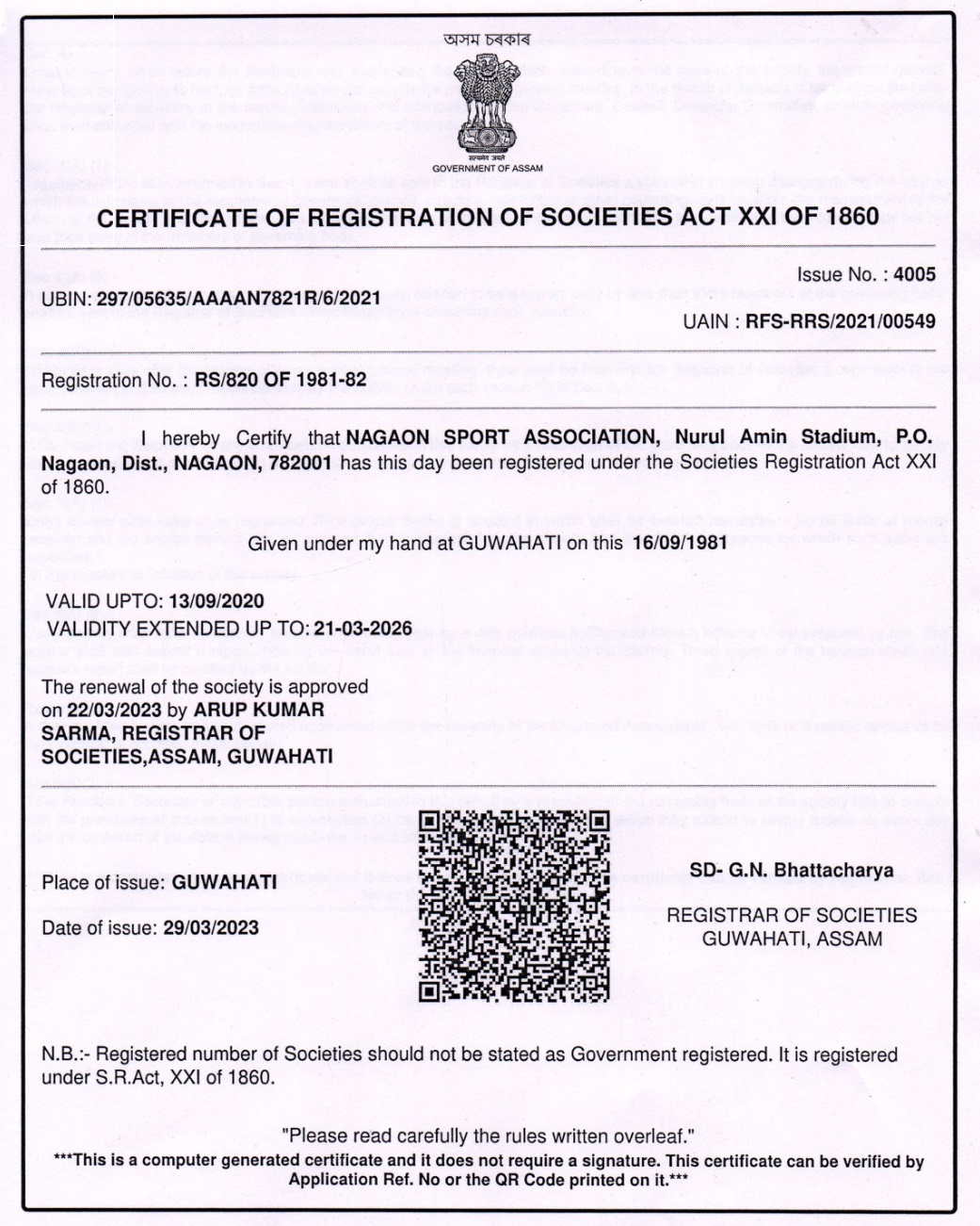 Societies Registration